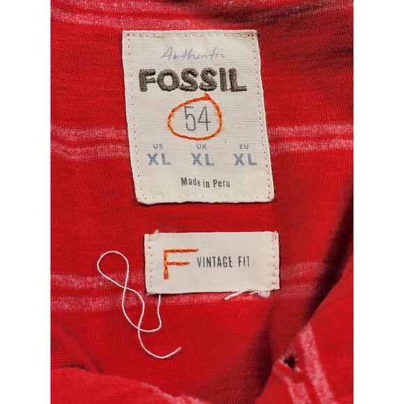 Fossil Polo Shirt Vintage Fit Mens Size XL Distressed 54 Striped Short Sleeve - Picture 5 of 13